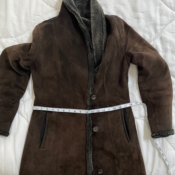 Bisang Dark Brown/Charcoal Shearling Full-length Women’s Coat - Size 6 - Picture 12 of 16